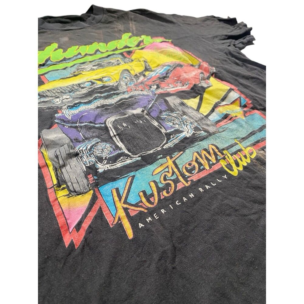 Vintage 1984 John Galt Thunder Racing Men's LARGE T Shirt Black Hot Rod Car - Picture 3 of 9